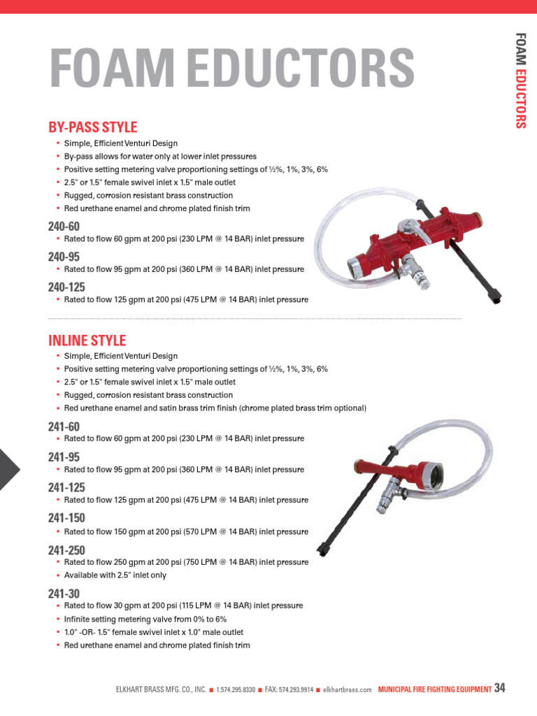 Elkhart Brass Foam Eductors Overview | PDF