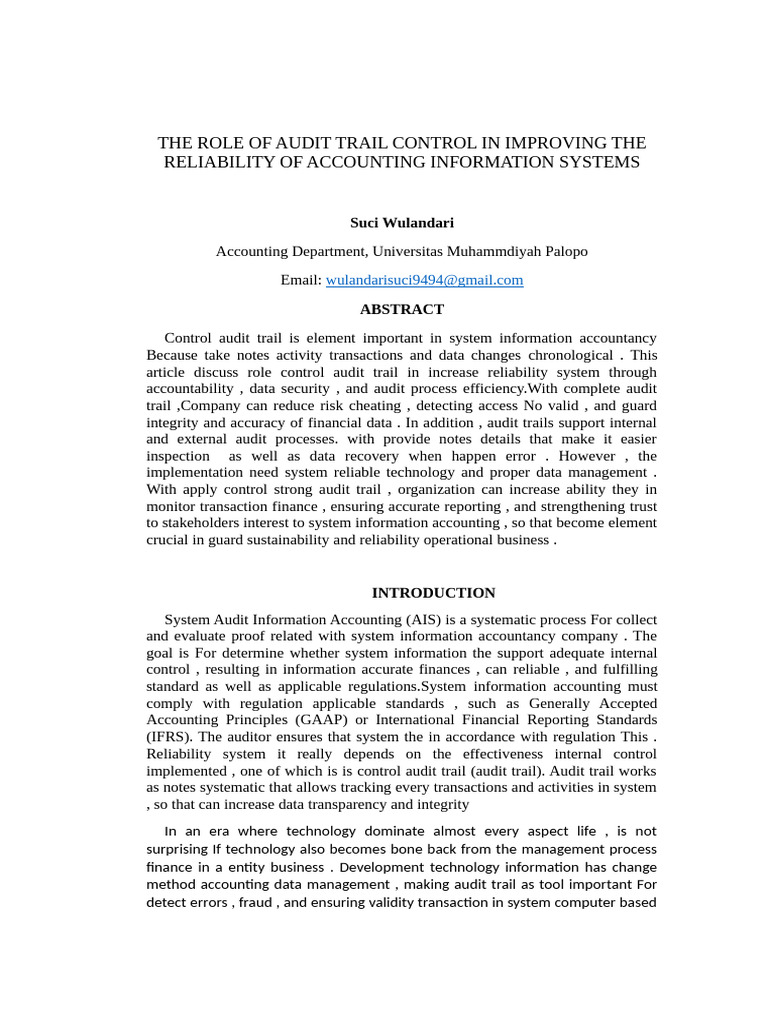 Importance of Audit Trail Control | PDF | Audit | Internal Control