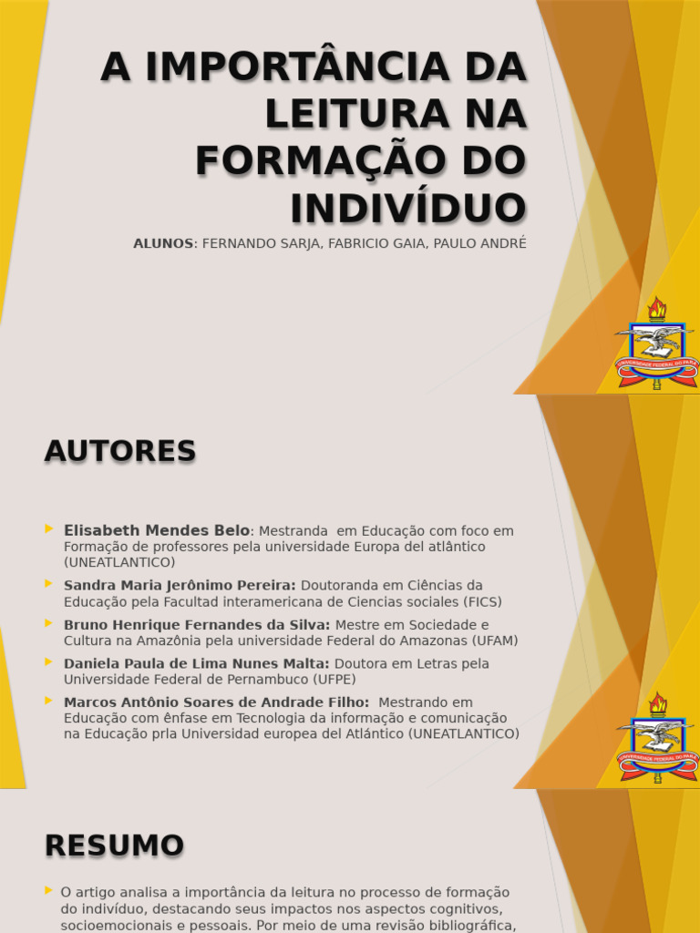 Importância da Leitura na Formação Pessoal | PDF