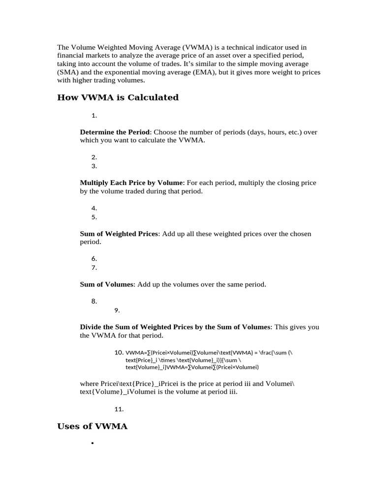 VWMA Calculation and Pine Script Guide | PDF | Moving Average | Boolean ...
