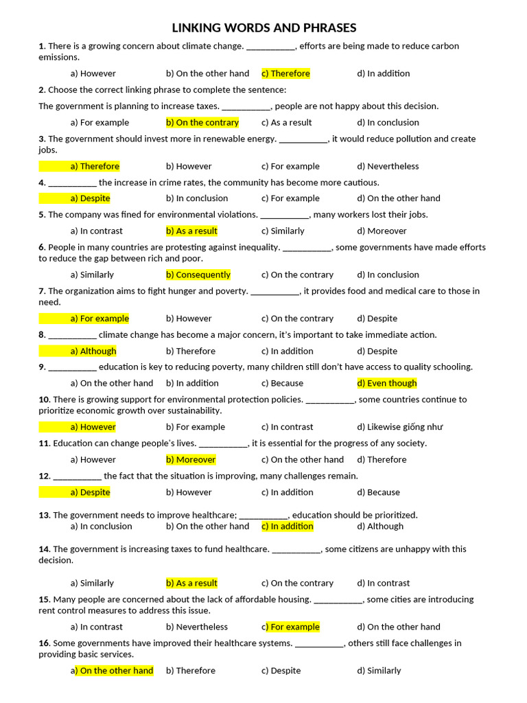 Linking Words and Phrases | PDF | Economic Inequality | Discrimination ...