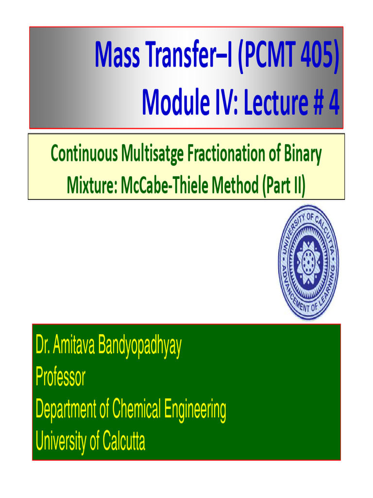 Distillation A.Bandyopadyay Lecture Notes 4 | PDF | Distillation | Unit ...