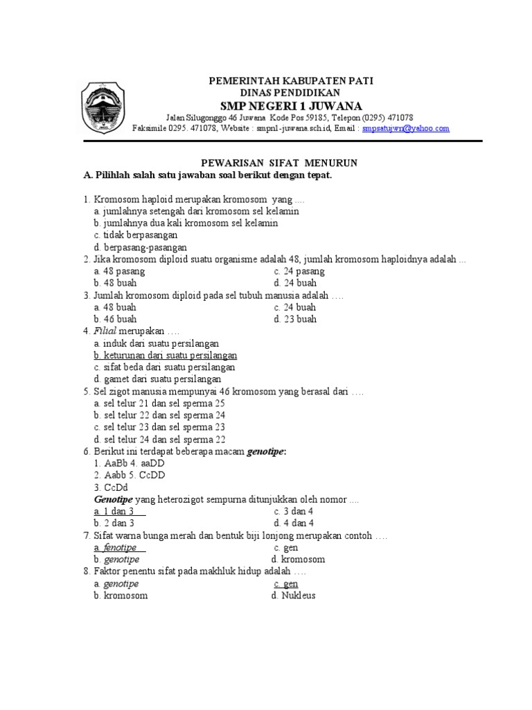 Soal Pewarisan Sifat