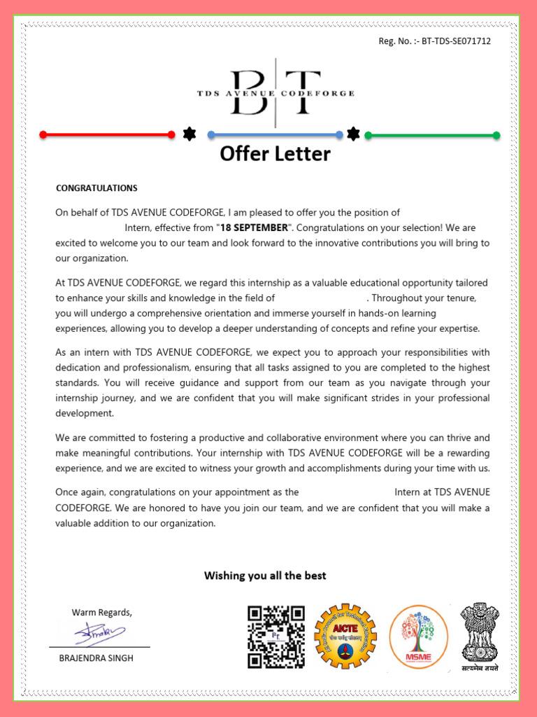 Web Development Internship Offer Letter | PDF