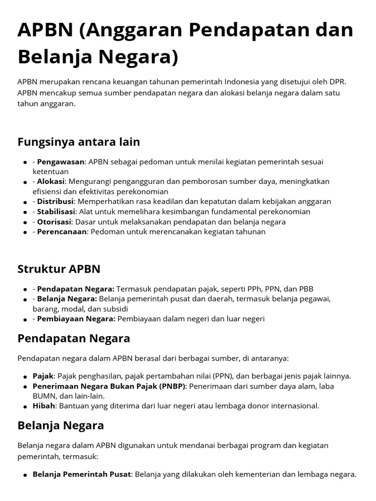 Struktur dan Tujuan APBN Indonesia | PDF
