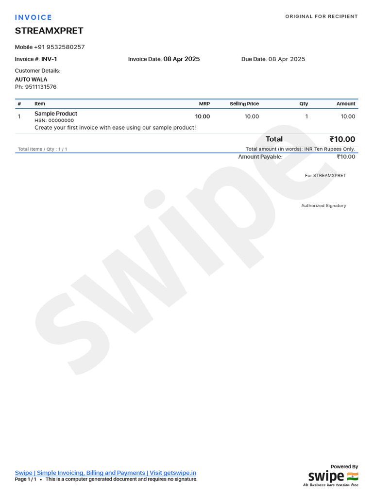 Sample Invoice Template for Businesses | PDF