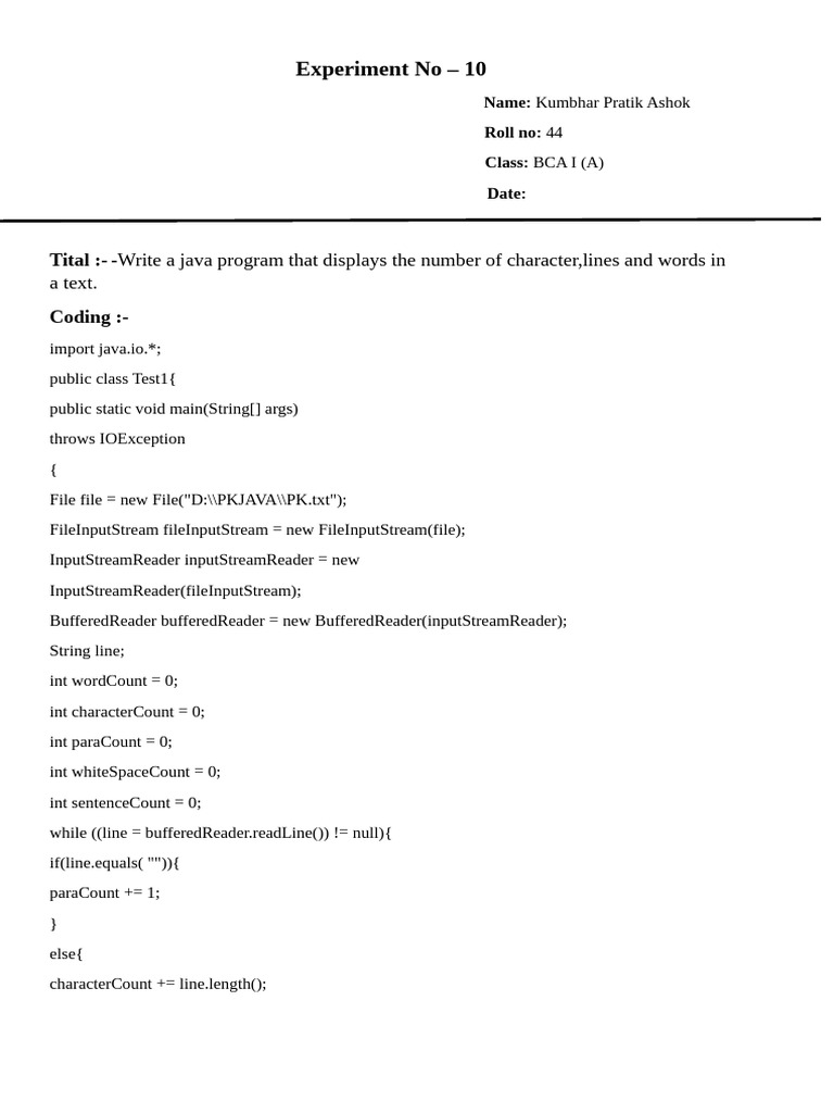 Experiment No 10 | PDF