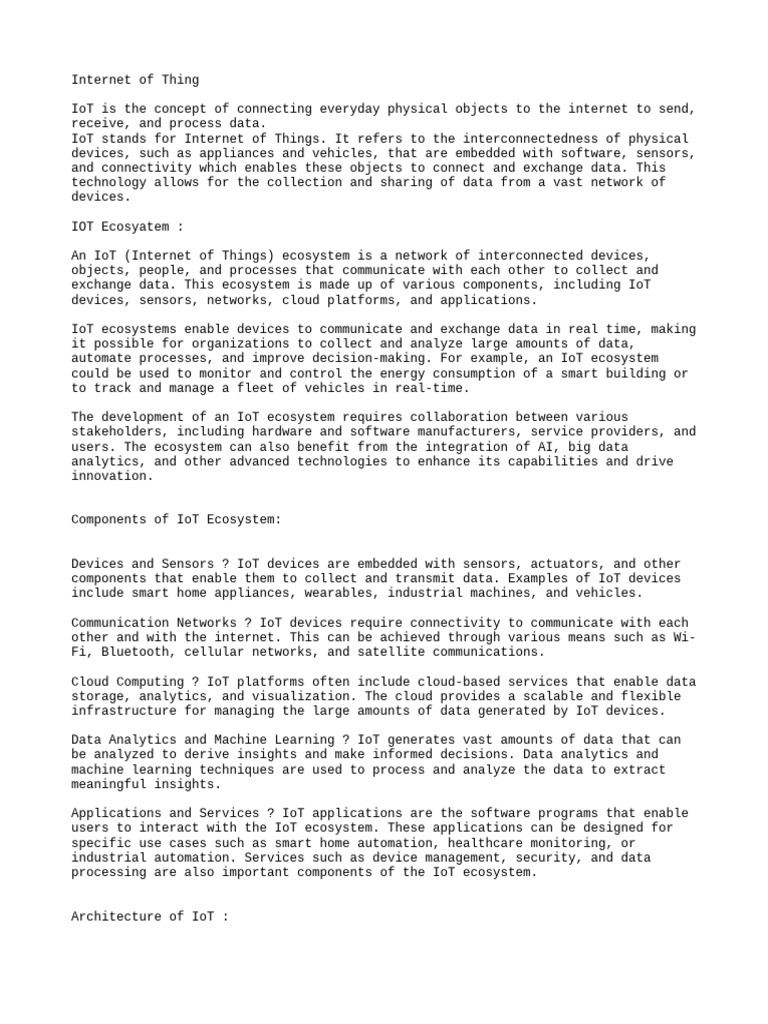 Internet of Thing Notes | PDF | Internet Of Things | Radio Frequency ...