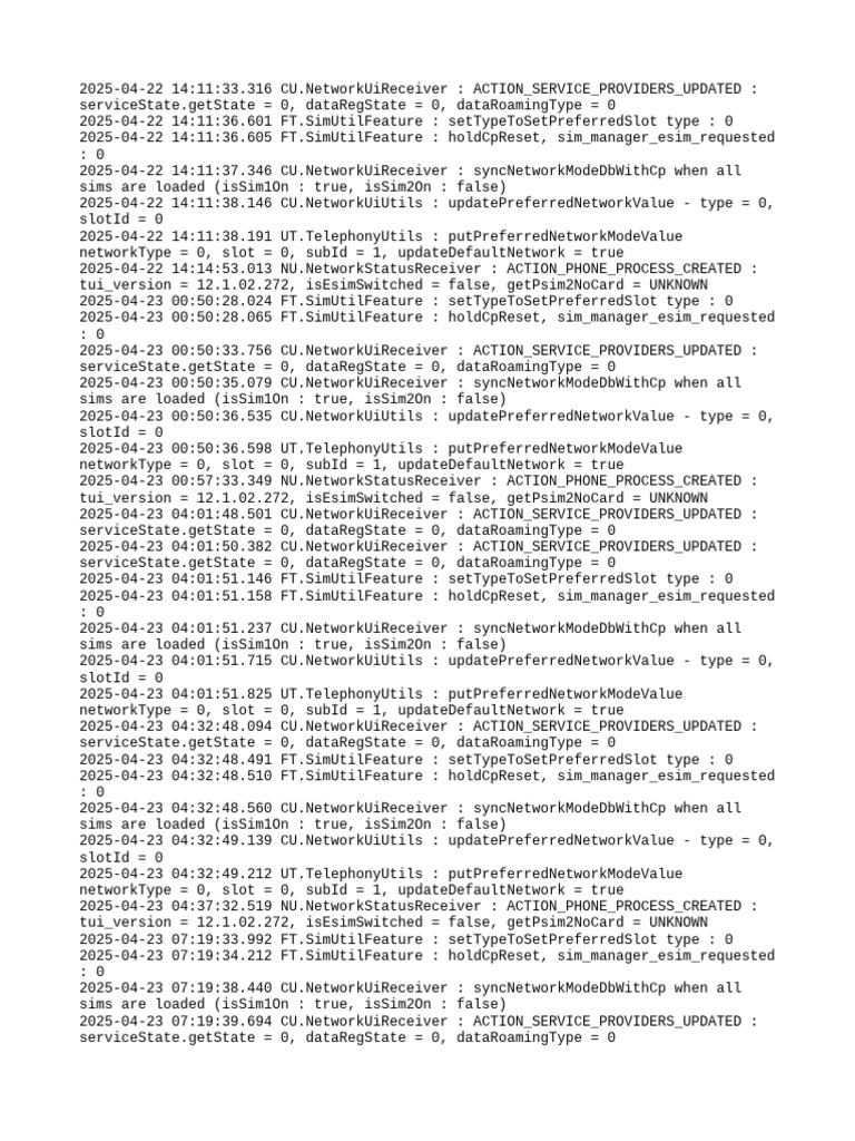 Network Status Updates Log 2025 | PDF