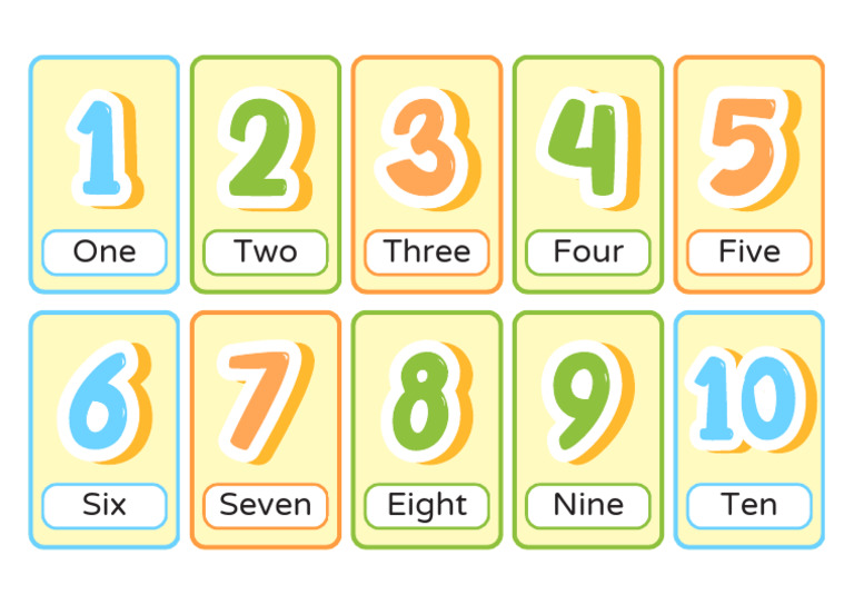 Numbers Flash Card Orange Simple Style | PDF