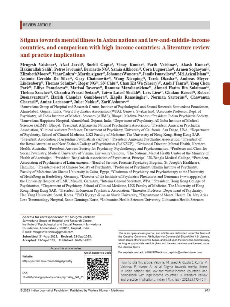 Stigma Towards Mental Illness in Asian Nations And.2 | PDF | Social ...