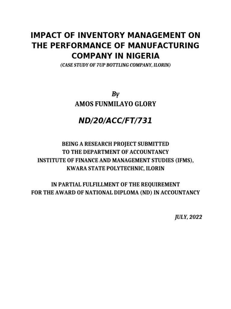Inventory Management Impact on 7UP Nigeria | PDF | Inventory | Stocks