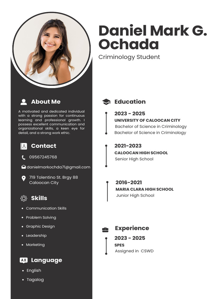 Modern Minimalist CV Resume | PDF
