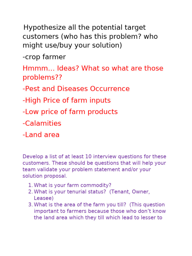 Interview Questions for Crop Farmers | PDF