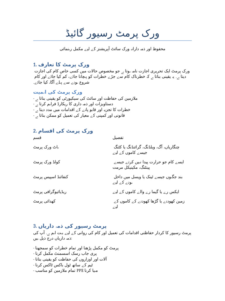 Work Permit Receiver Guide Urdu | PDF