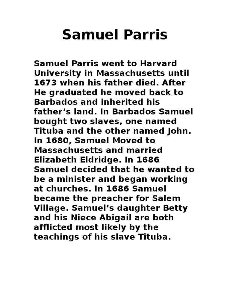 English-Samuel Parris Article | PDF