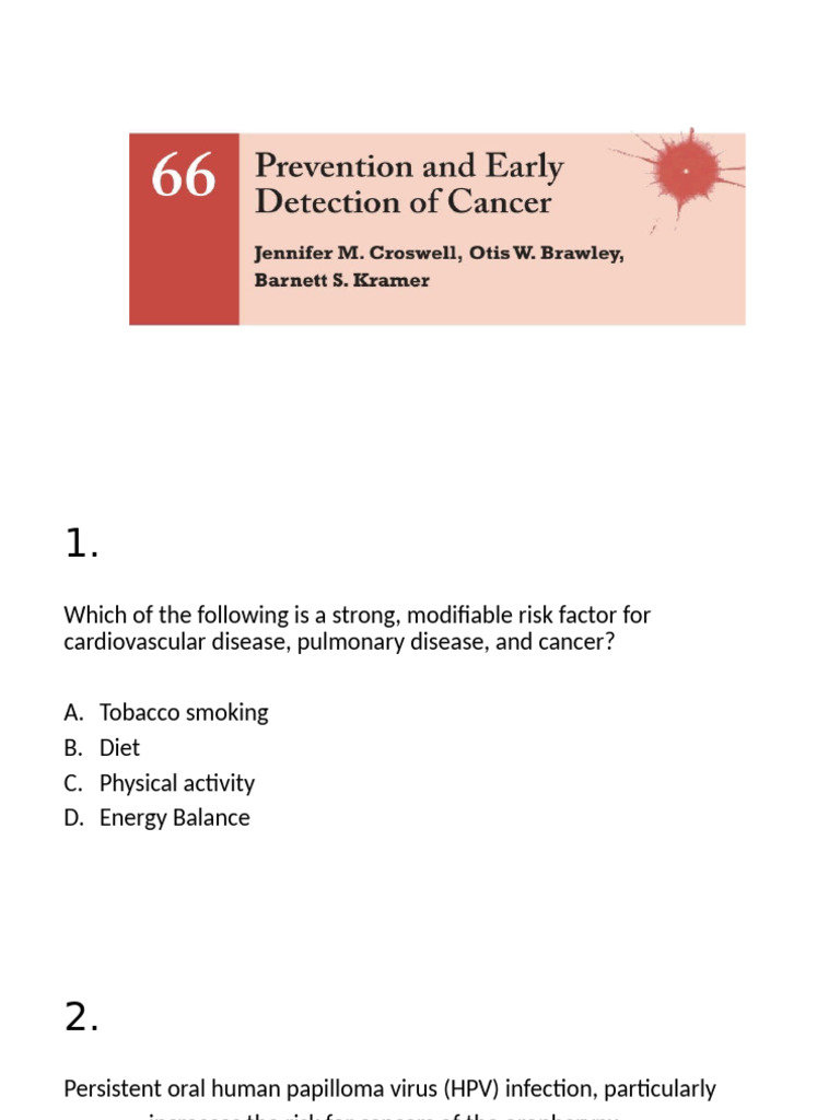 Prevention and Early Detection of Cancer | PDF