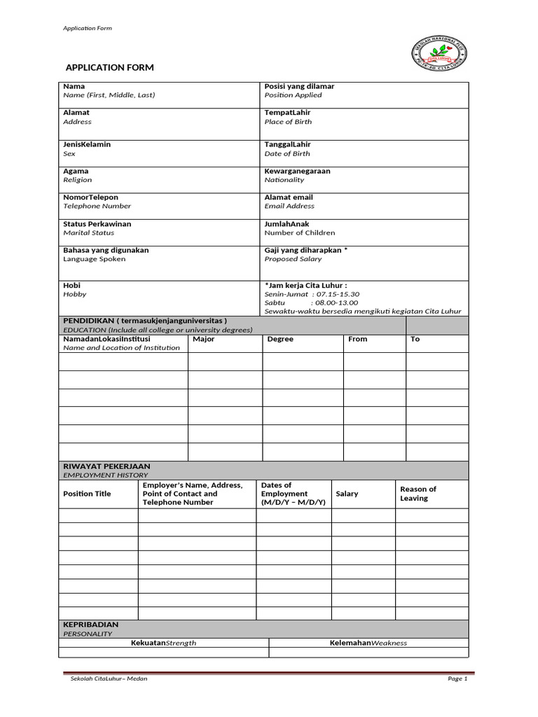 Formulir Yang Diisi Di Wawancara | PDF | Cognition | Learning