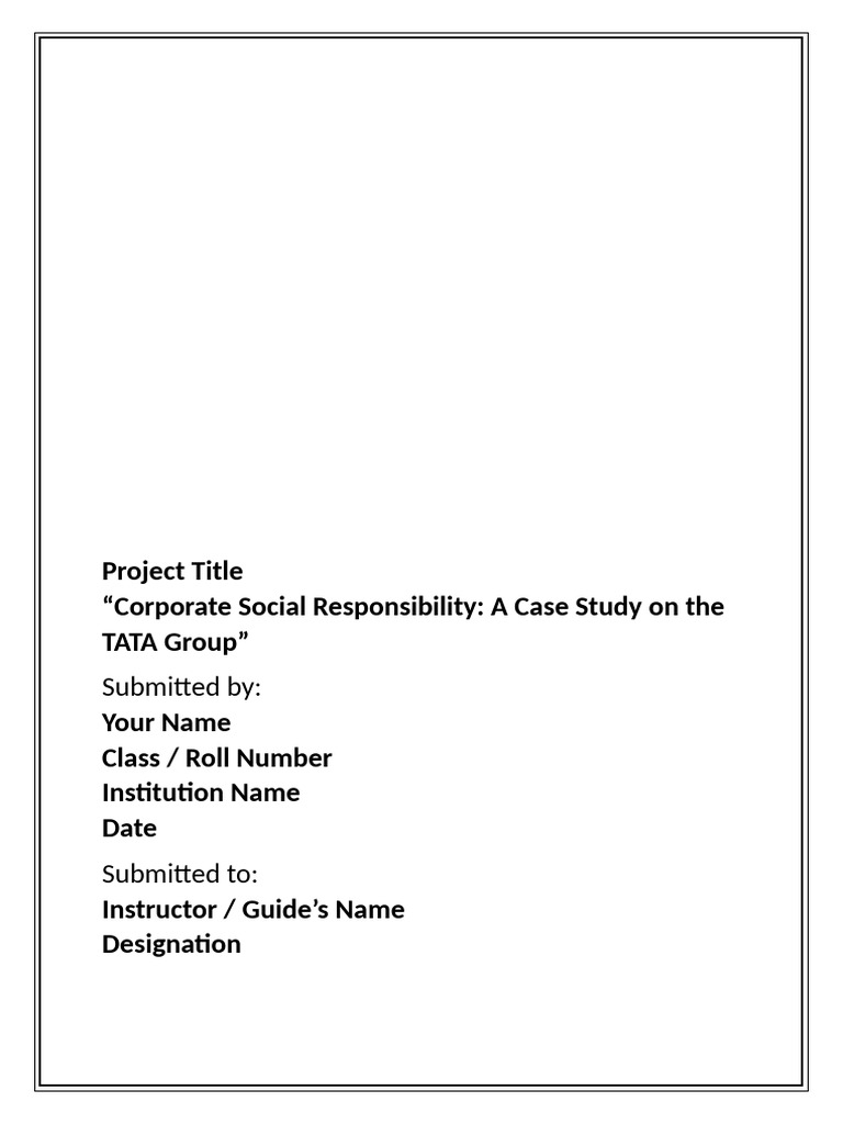 TATA Group's CSR Initiatives Overview | PDF | Corporate Social ...