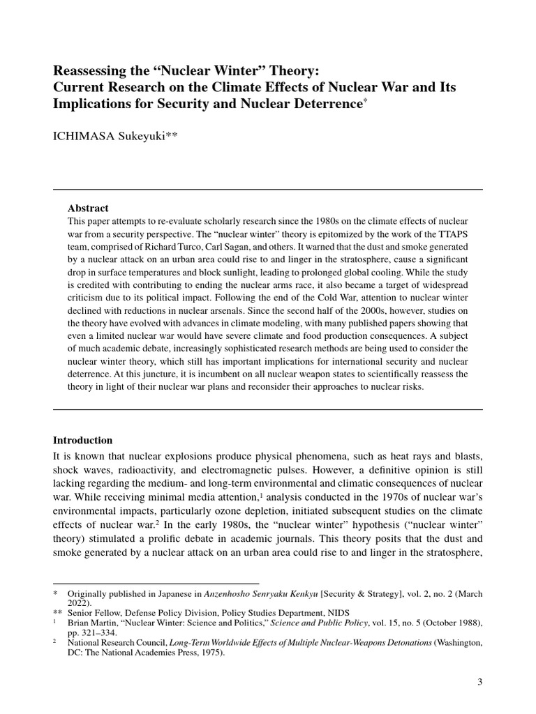 Nuclear Winter Theory: Security Implications | PDF | Nuclear Weapons ...