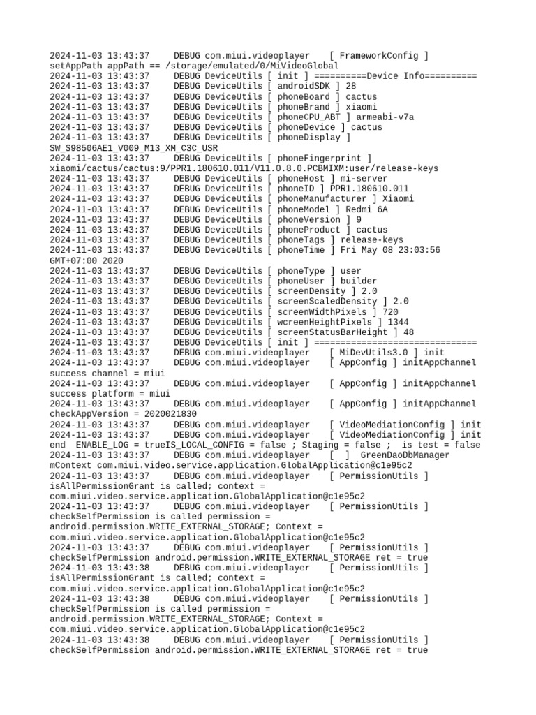 Xiaomi Redmi 6A Device Debug Log | PDF | Software | Information Technology