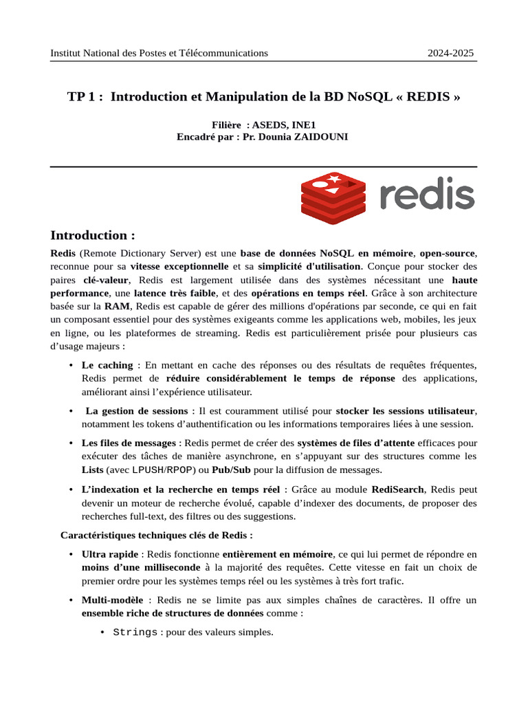 Introduction à Redis et Docker 2024-2025 | PDF | Application | Informatique