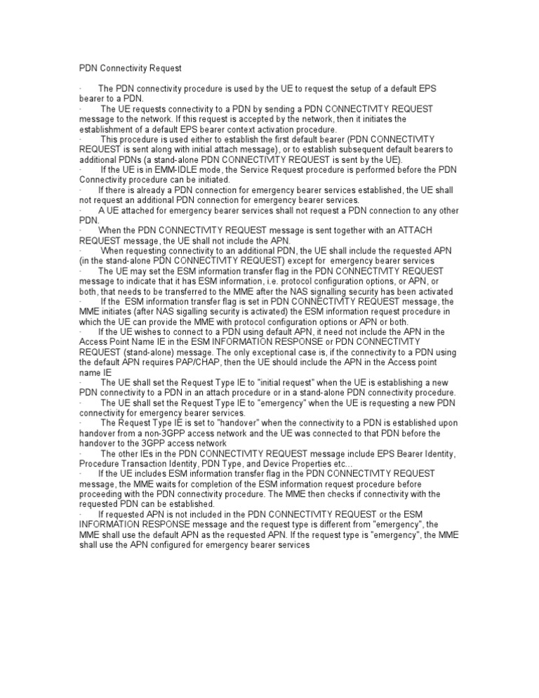 Pdn Connectivity Pdf Internet Architecture Networks