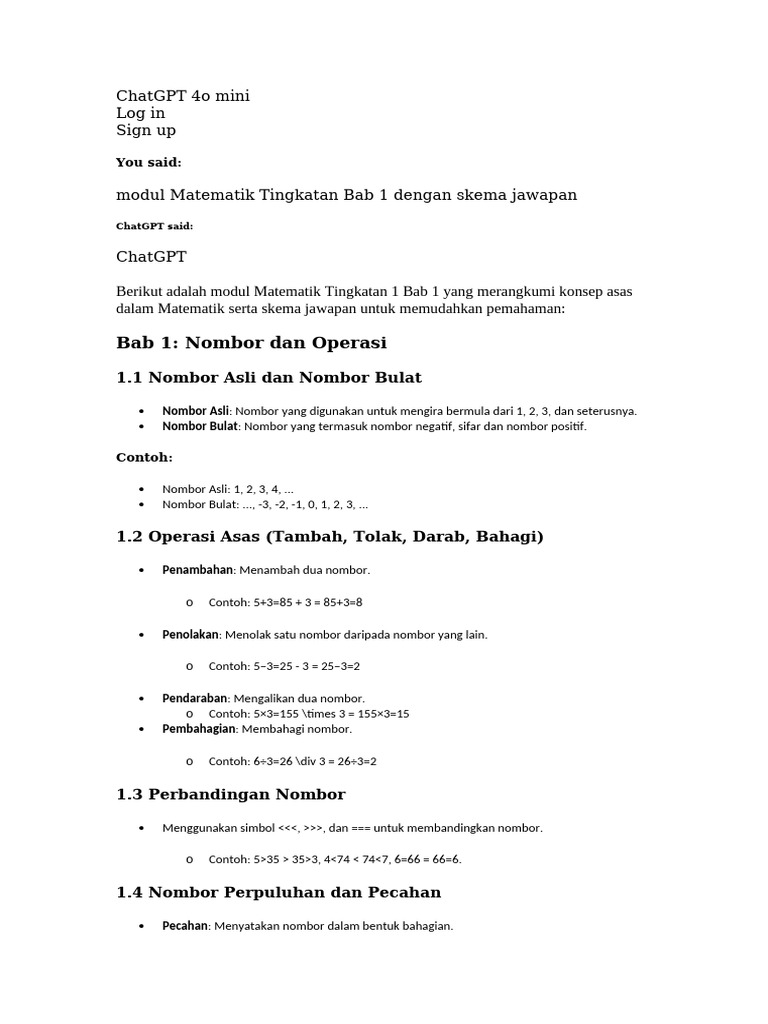 Modul Matematik Tingkatan 3 Bab 1 | PDF