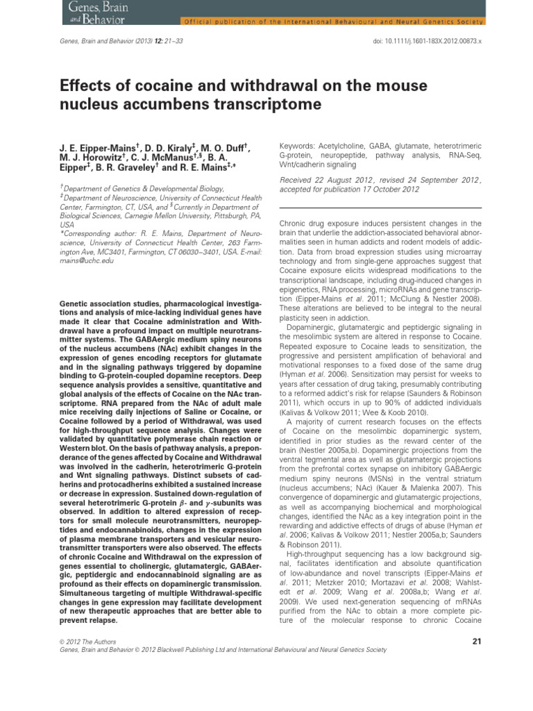 Genes Brain and Behavior - 2012 - Eipper%E2%80%90Mains - Effects of ...