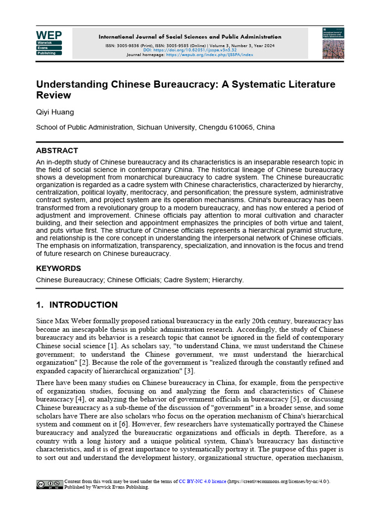 Understanding Chinese Bureaucracy A Systematic Lit | PDF | Bureaucracy ...