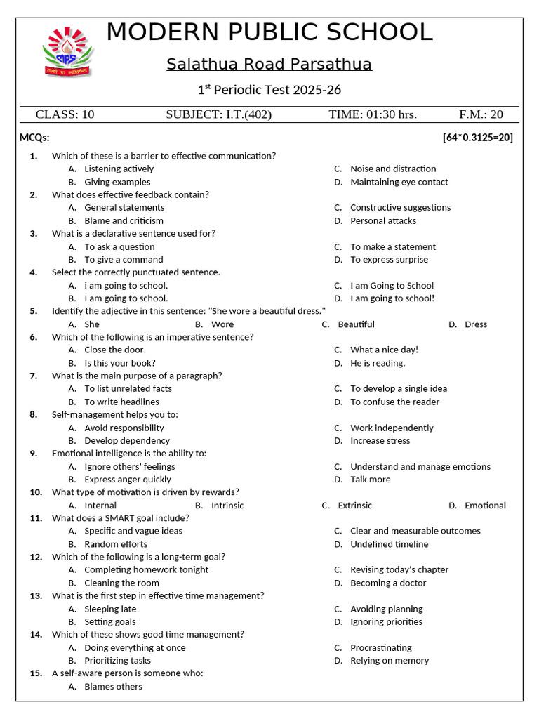 IT Class 10 | PDF | Motivational | Motivation
