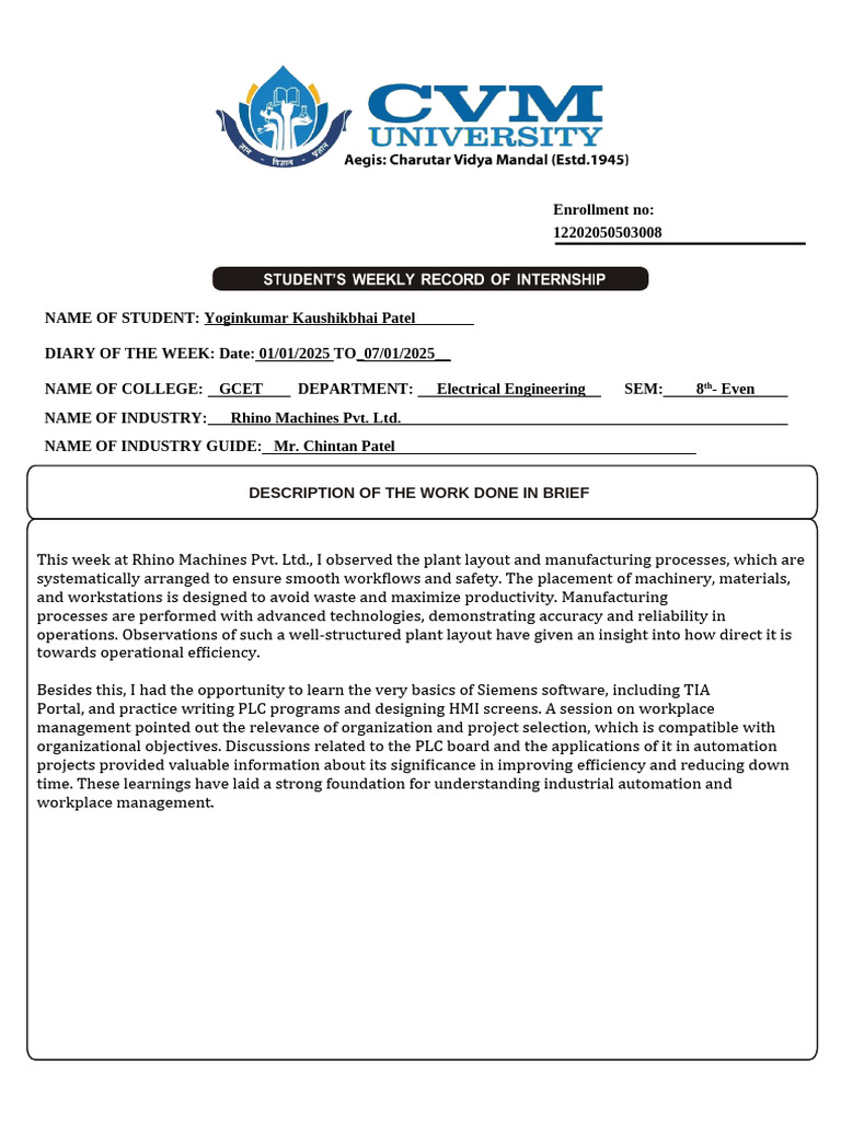 Week-1 Report | PDF