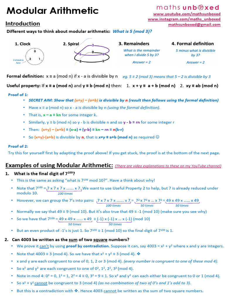 Understanding Modular Arithmetic Concepts | PDF | Prime Number | Encryption