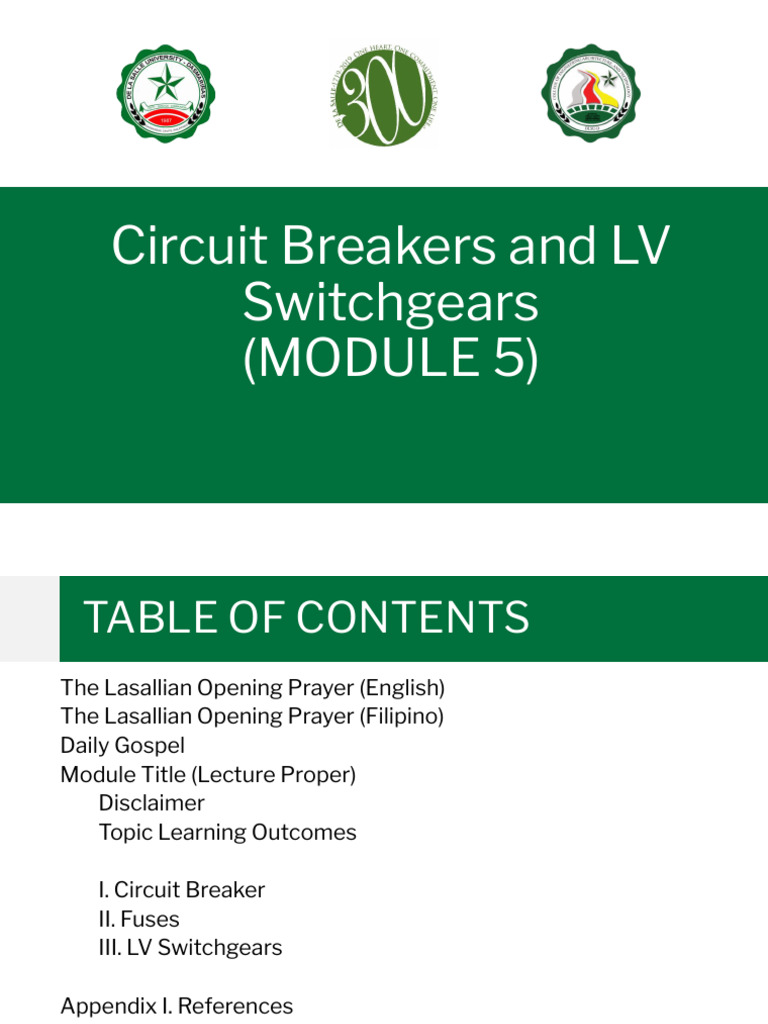 Module 5 Circuit Breakers, and LV Switchgear | PDF | Fuse (Electrical ...