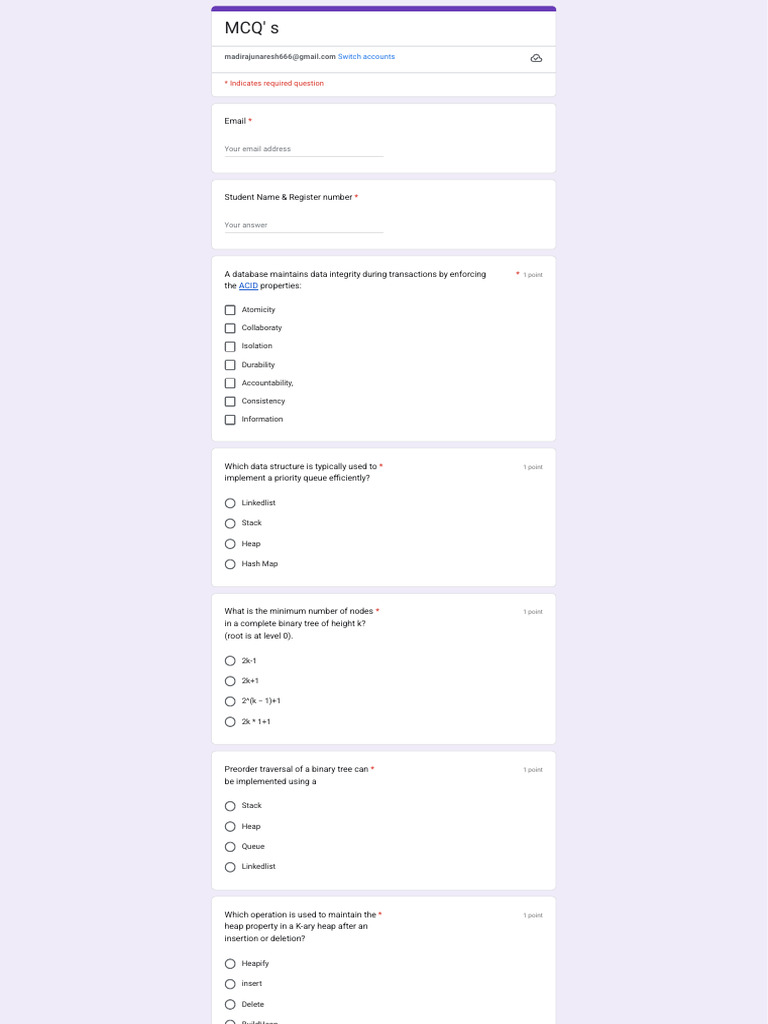 Your Email Address: Indicates Required Question | PDF | Time Complexity ...