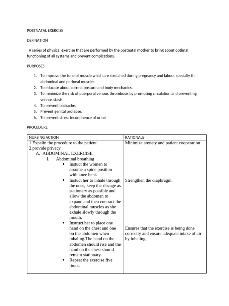 Postnatal Exercise Guidelines for Mothers | PDF | Postpartum Period ...