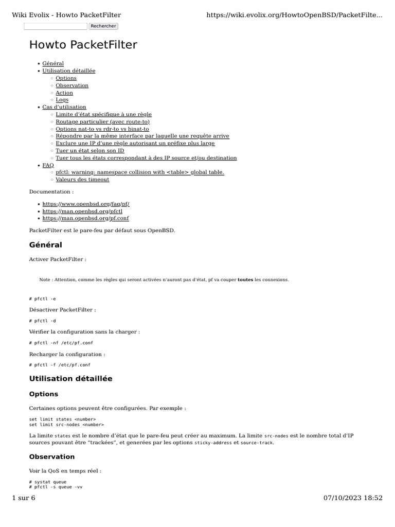 Guide d'utilisation de PacketFilter | PDF | Adresse IP | Architecture ...