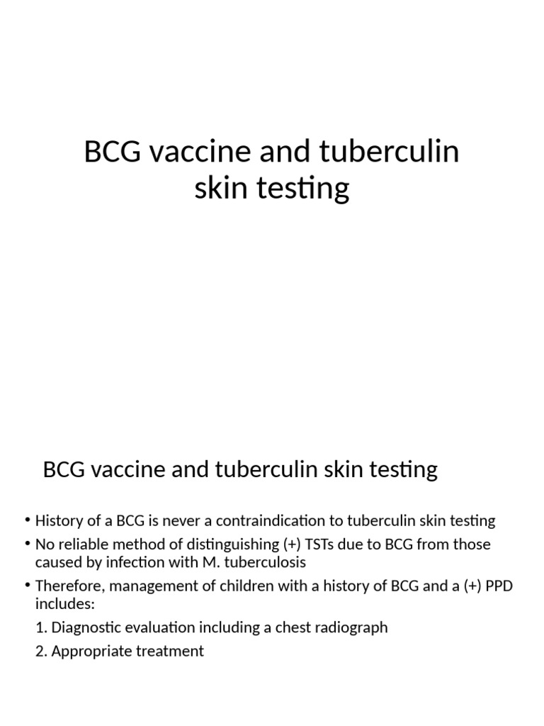 BCG Vaccine and Tuberculin Testing Guide | PDF