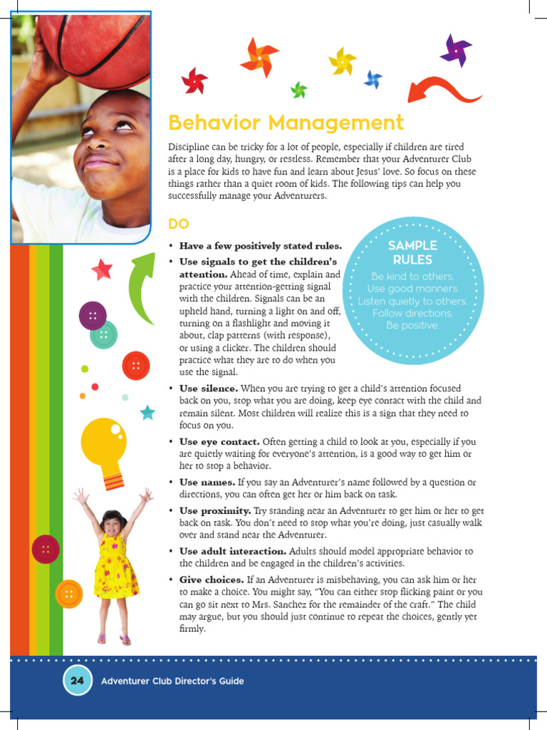 Adventurer Club Behavior Management Guide | PDF | Psychology ...