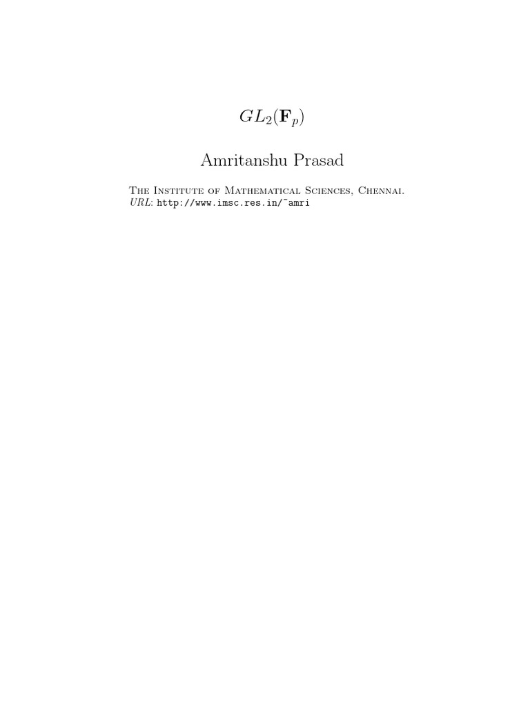 Representations of GL2(Fp) Explained | PDF | Field (Mathematics ...
