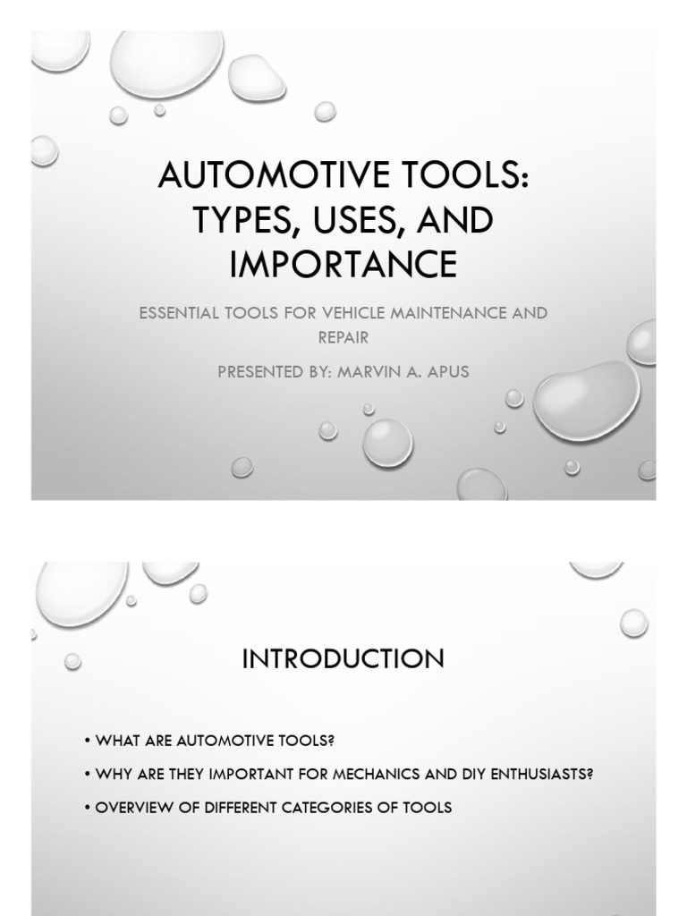 Essential Automotive Tools Overview | PDF | Screw | Mechanical Engineering