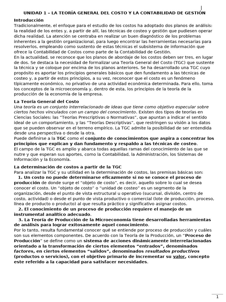 Teoría General del Costo y Gestión Contable | PDF | Costo | Contabilidad