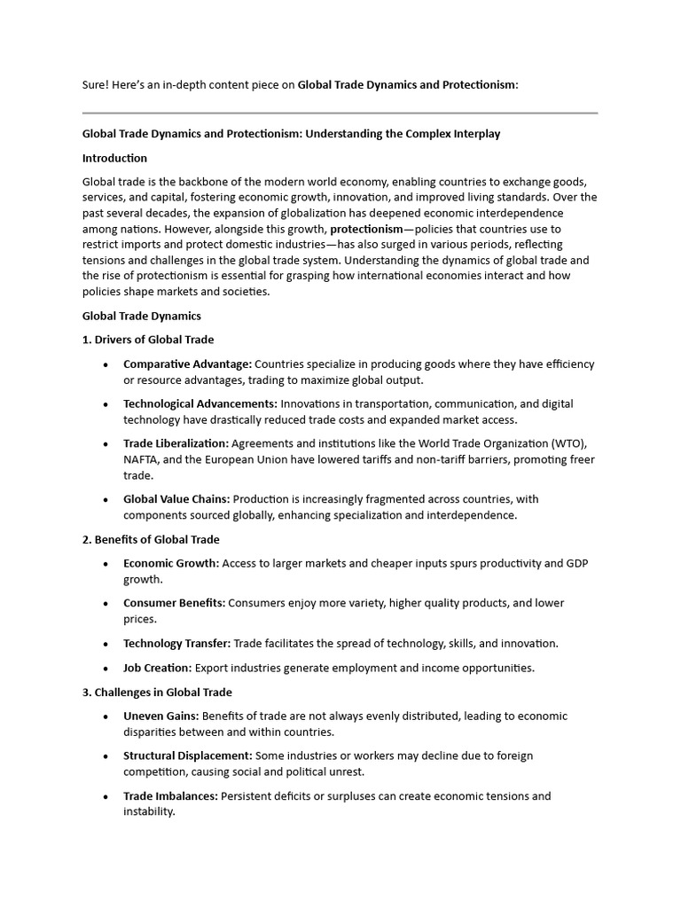 On Global Trade Dynamics and Protectionism | PDF | Protectionism | Tariff