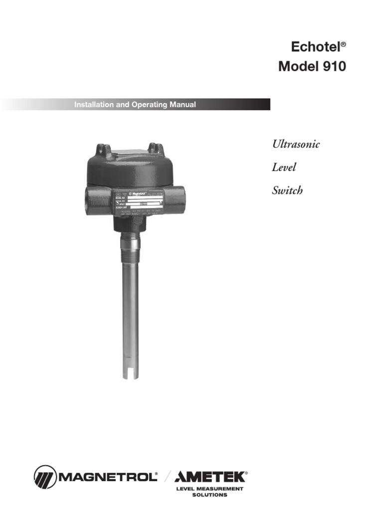 Echotel 910 Ultrasonic Level Switch Manual | PDF | Electrical Wiring ...