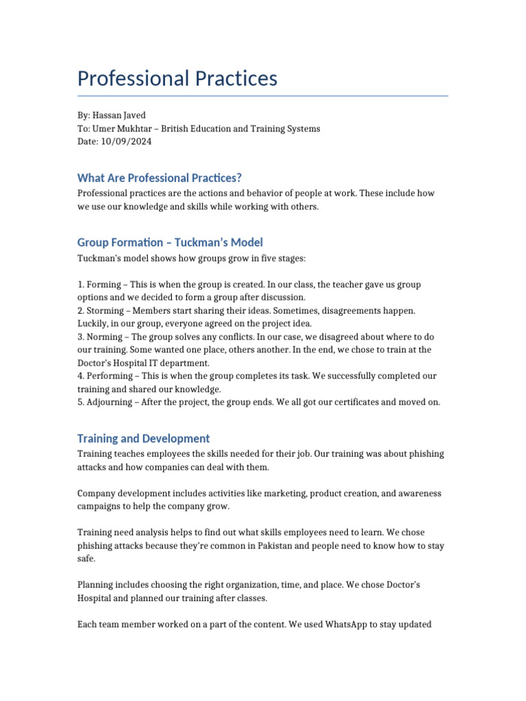 Understanding Professional Practices in Training | PDF | Skill ...