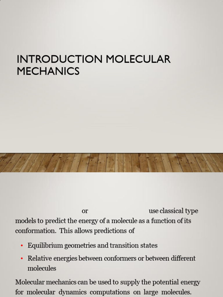Introduction to Molecular Mechanics | PDF | Force Field (Chemistry ...