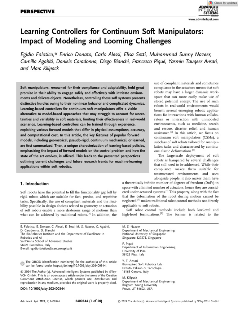 Advanced Intelligent Systems - 2024 - Falotico - Learning Controllers ...