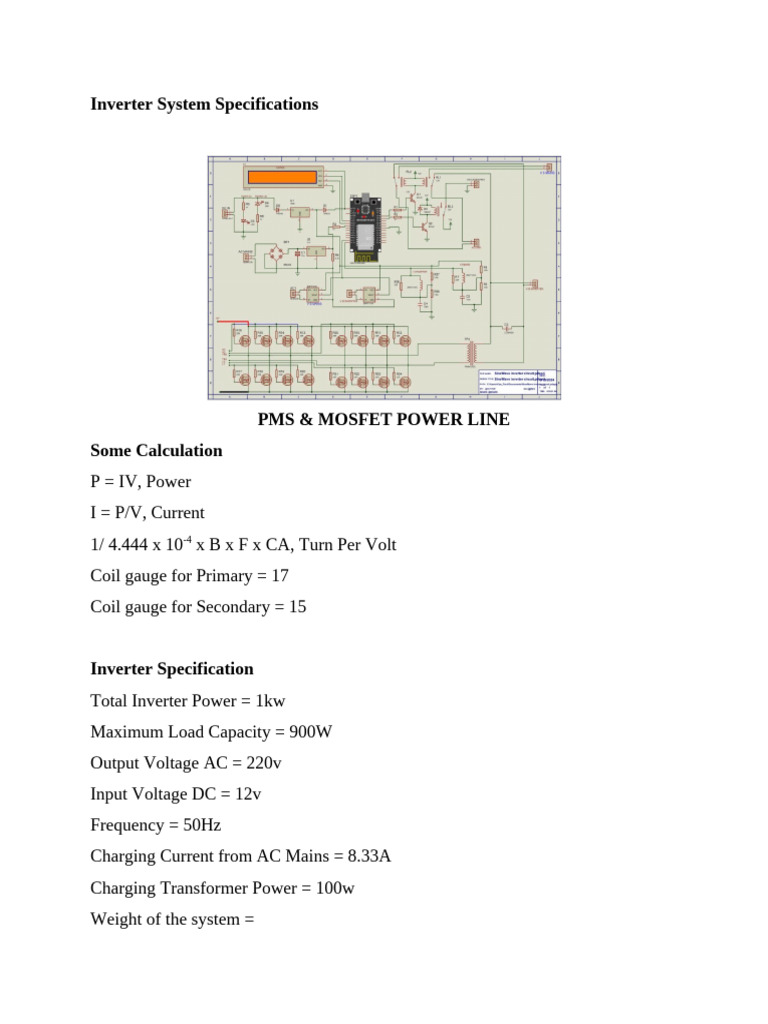 Inverter System Specifications Overview | PDF | Power Inverter | Mains ...
