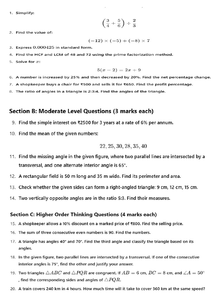 Maths Test | PDF