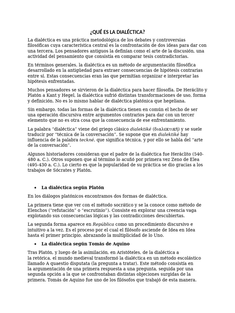 Definición De La Dialéctica En Filosofía Pdf Dialéctico Georg